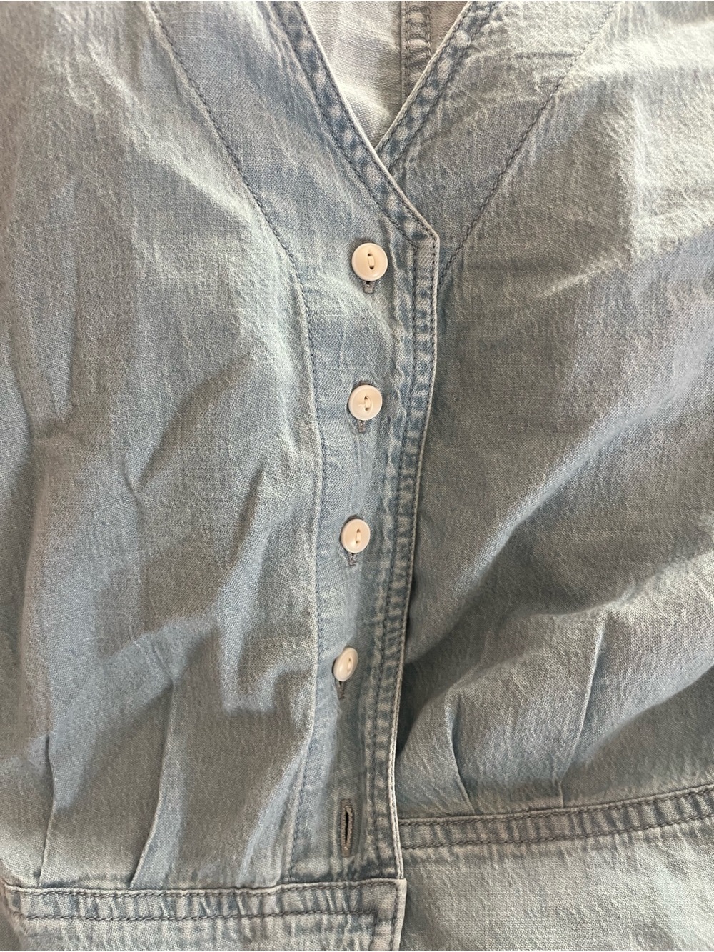 Madewell Light Blue Short-Sleeve Button Crop Top - Picture 7 of 9